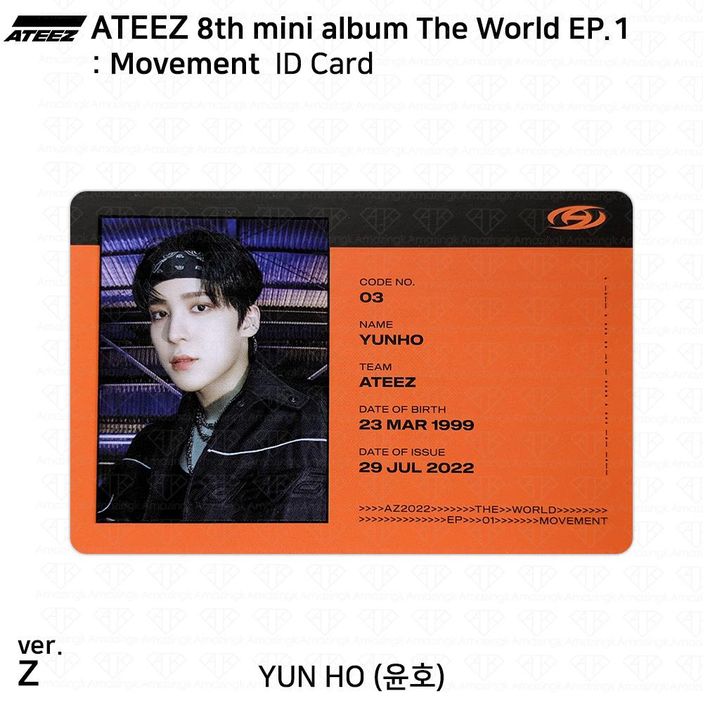 ATEEZ 8-й мини-альбом The World EP.1 : Официальное удостоверение личности движения Фотокарта КПОП