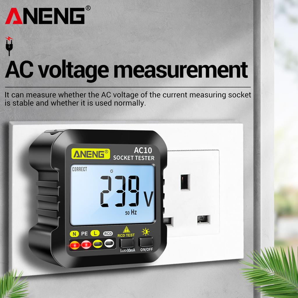 Aneng AC10 Digital Socket Tester Household Plug Detector Polarity Phase Check Voltmeter