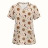 Women's Medical Uniforms Cartoon Pattern Print Dental Nursing Tops Fashion V-Neck Short Sleeve Vet Spa Clinical Uniform Woman