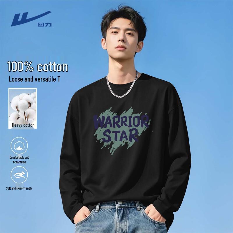 Warrior Men's Cotton Long-Sleeve Casual Crewneck T-Shirt