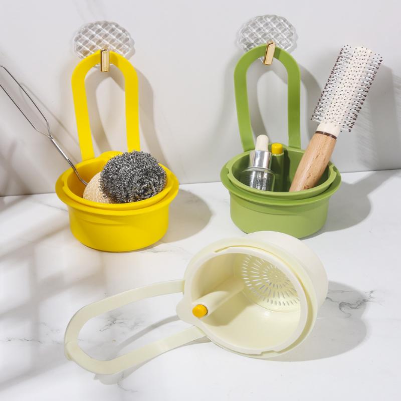 2 В 1 Корзина для слива раковины Подвесная фильтр-сетка для крана Регулируемая автоматическая корзина Стойка для губки для раковины Кухонный сборщик отходов