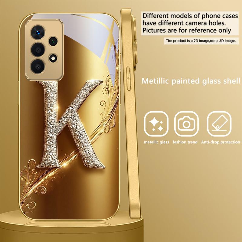 Золотое кольцо с лавровым листом Для Samsung A 31 32 A33 A34 35 14 A15 13 A16 25 26 50 52 53 54 55 56 70 71 72 73 Золотой стеклянный чехол для телефона