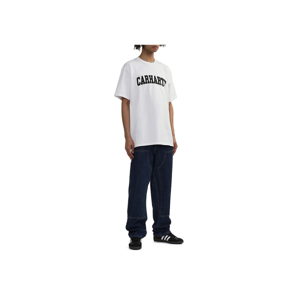 Carhartt WIP Хлопковая футболка с принтом-буквой, удобная, с круглым вырезом, коротким рукавом, мужские топы, белая I034851-00A-XX