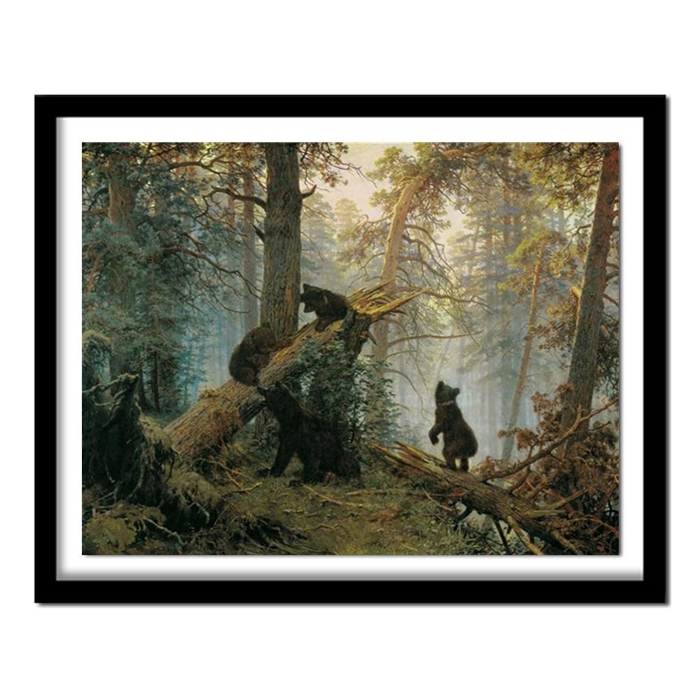 Алмазная вышивка Натуральные животные Полная круглая алмазная картина Медведь Фотографии Горный хрусталь Вышивка крестом