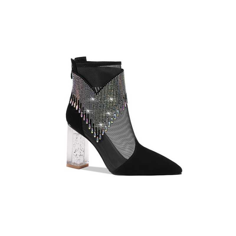 Летние женские туфли-лодочки, босоножки на прозрачном каблуке для свадебной вечеринки, женские прозрачные туфли на высоком каблуке из дышащей сетки Sandalias De Mujer