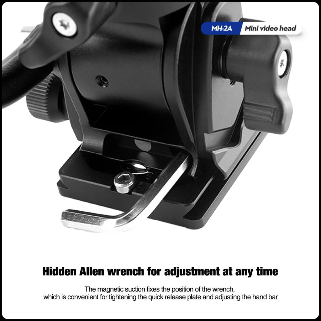 Fotopro Video Tripod Head with Quick Release Plate and Adjustable Maximum Load Capacity of for Compact Camcorders and Digital SLR Black MH-2A Pan-Tilt