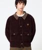 TRILLION Leather Patchwork Velvet Cardigan Knit_Purple Brown