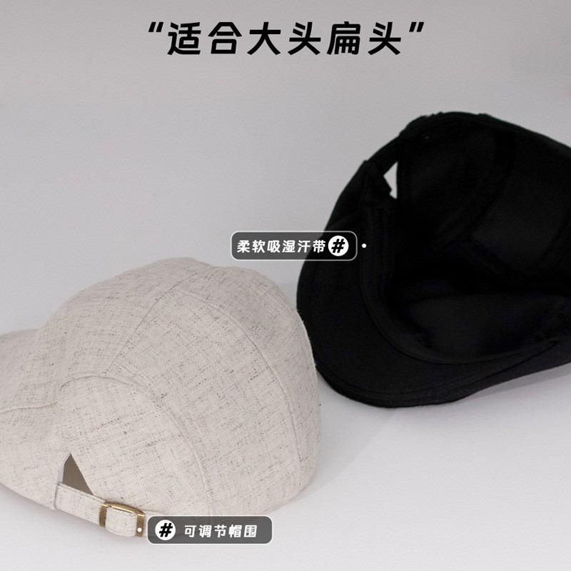 Литературная и ретро кепка вперед Осенне-зимняя шляпа Женская шляпа для большого обхвата головы, подчеркивающая лицо Маленький берет Универсальная кепка-газетчик