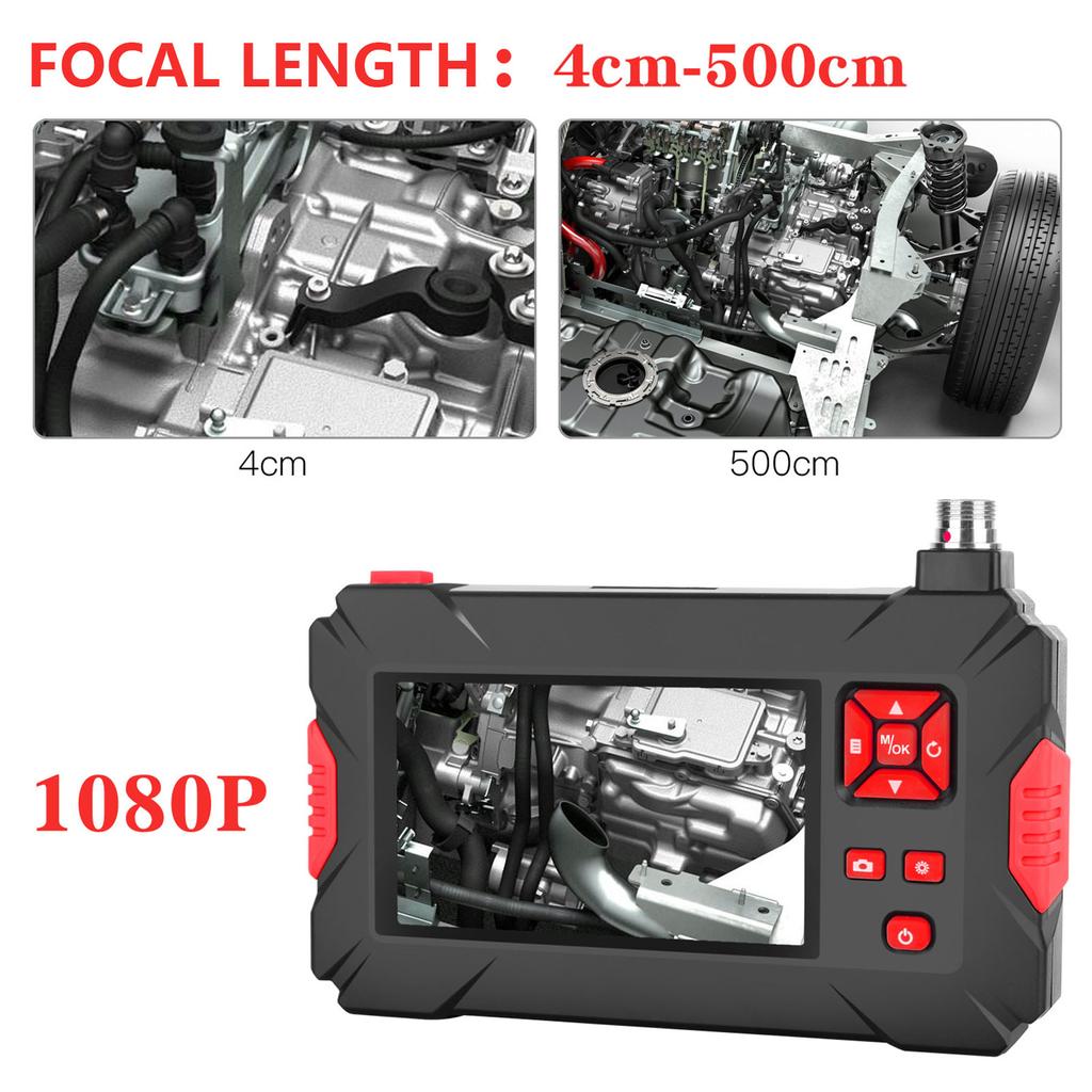 Industrial Endoscope with 8mm Automotive Inspection Camera Waterproof LED Light 4.3 Inch Screen
