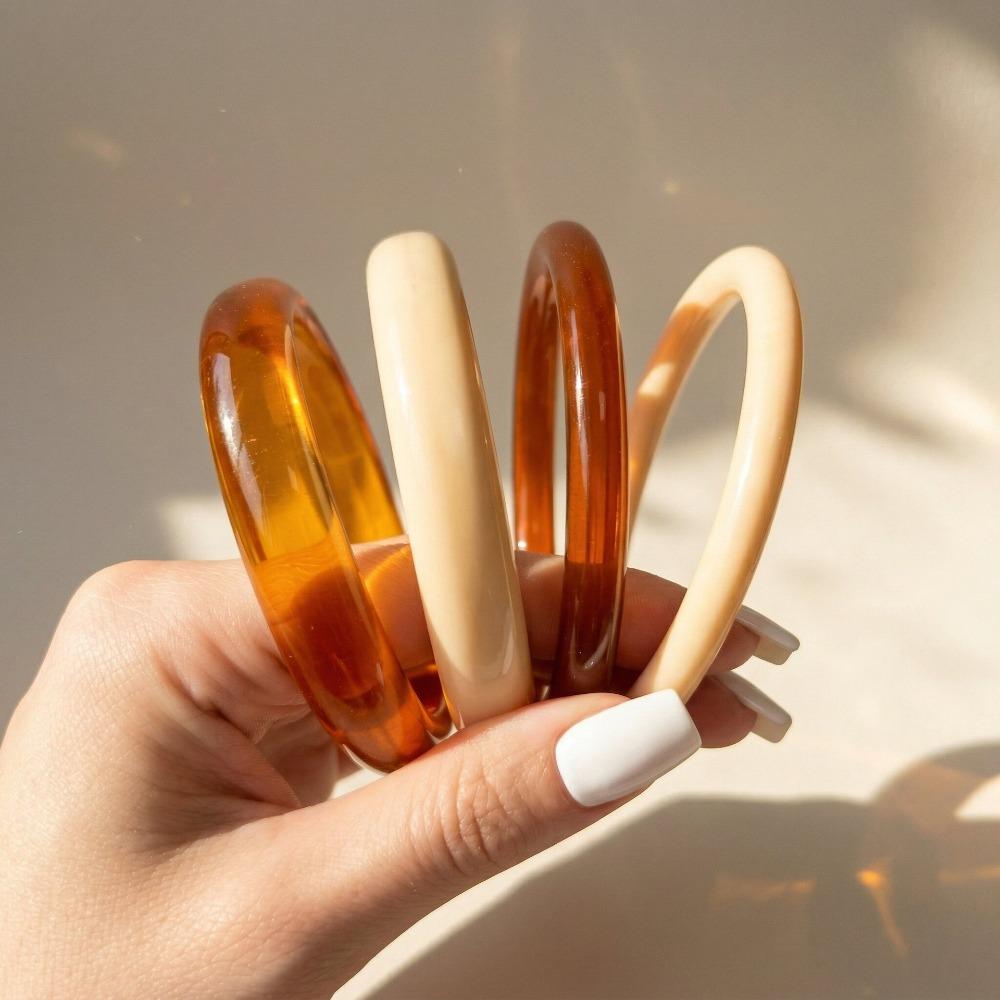 4Pcs/Set Resin Bangle Stackable Boho Bracelets Fashion Geometric Bracelets Women