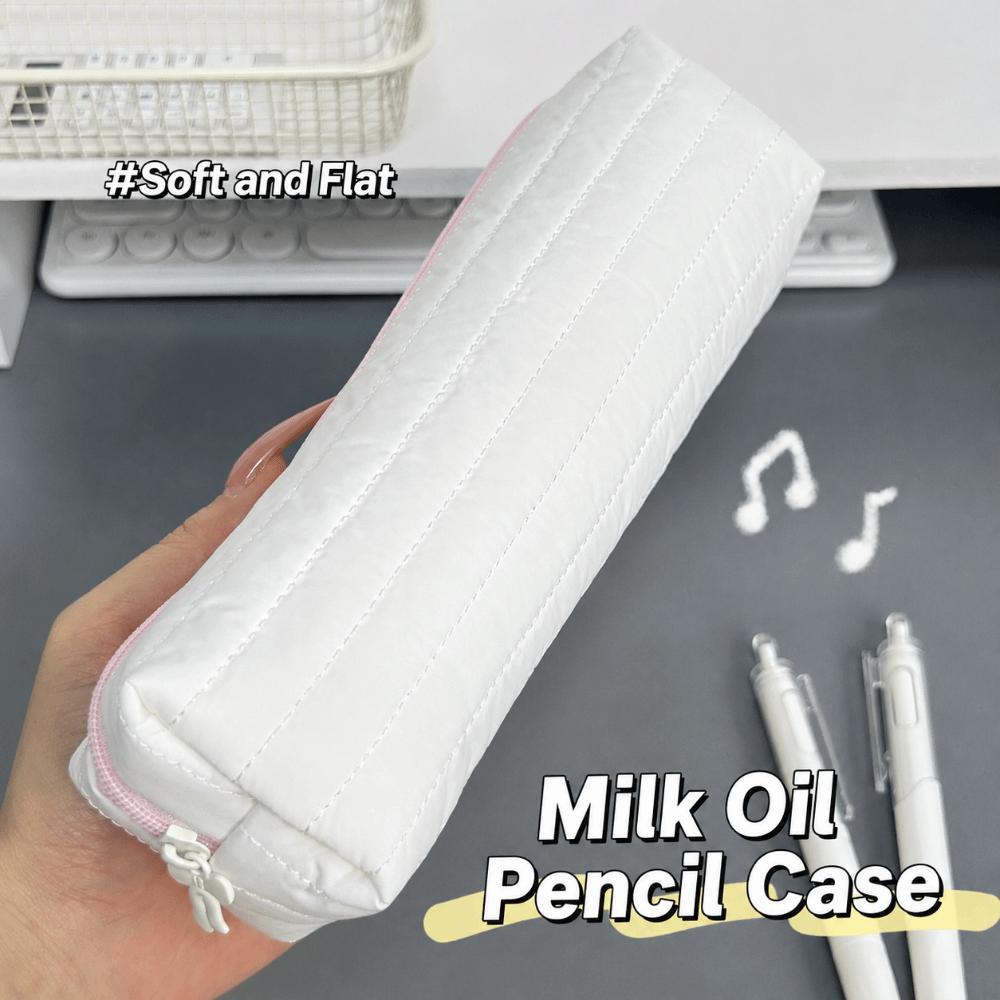 Large-capacity Pencil Case Cream Color Stationery Pouch INS Stationery Storage Bag  School Supplies