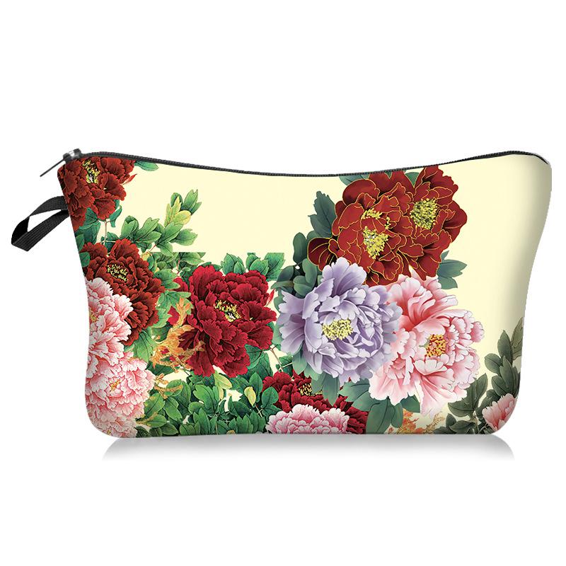 1 шт. Красивая косметичка с принтом в виде пионов, органайзер для косметики, женская ручная сумка, дорожная сумка для хранения макияжа для женщин, девушек, рождественский подарок