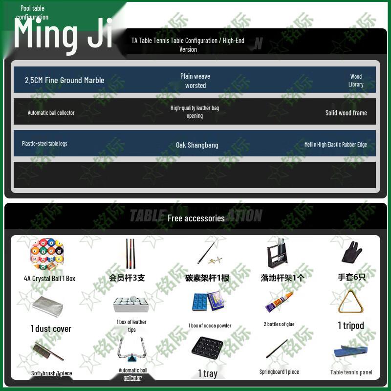 Mingji 2-in-1 Chinese 8-Ball Billiard & Ping Pong Table