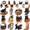 36Pcs Retro Halloween Wooden Ornaments, Halloween Tree Decorations, Party Props, Household Decorations