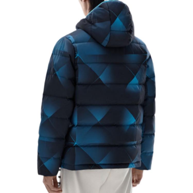 Anta Full Print Brand Logo Hooded Zip Down Jacket Men Outerwear Light-Purple Blue 152241908-5