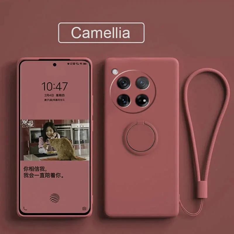 Чехол для OnePlus 13 12 Чехлы Жидкий Силикон Кольцо Подставка Телефон Чехол Коке для OnePlus 1+12 13 Чехол Противоударный Бампер Задняя Крышка Funda