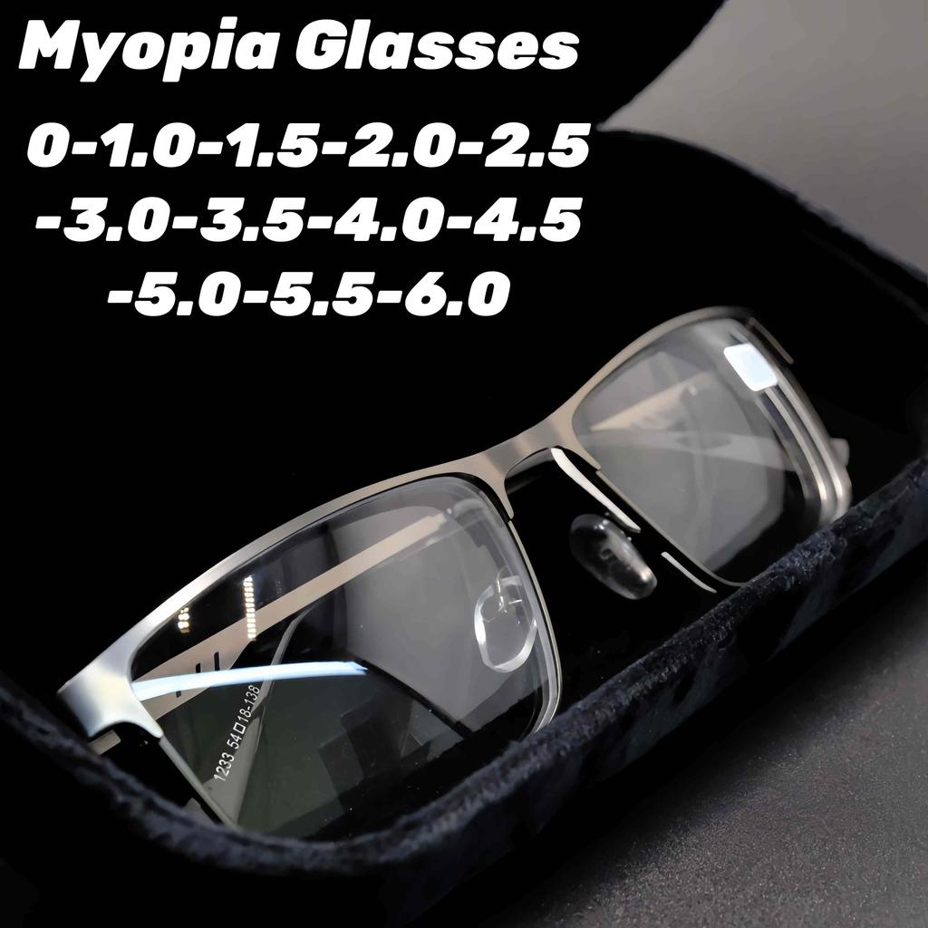 Men Myopia Glasses Business Square Full Frame Anti Blue Light Near Sight Eyeglasses Male Luxury Designer Minus Sight Eyewear