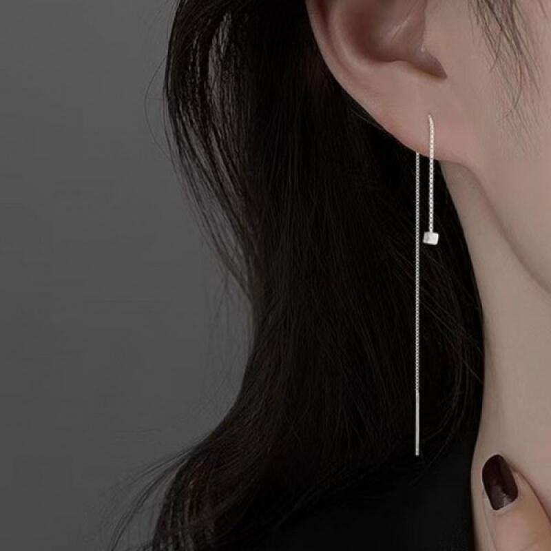 Квадратные женские длинные серьги-подвески