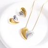 Европейское и американское трансграничное сердце из титановой стали - ожерелье и серьги-сердечки с покрытием из 18-каратного золота - Модные и роскошные