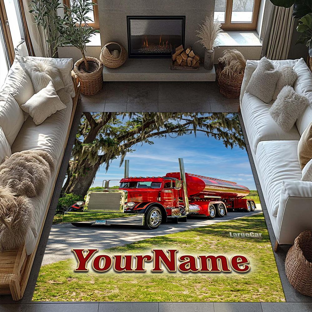Peterbilt Heavy Trucks Customizable Name Area Rug Design for Foyer Playrooms Study room Decorate room Anti-slip Rug Anime Office Decor