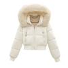Autumn and winter high waist short hooded big fur collar cotton clothes women's thickened bread cotton clothes small women's clothing one piece batch