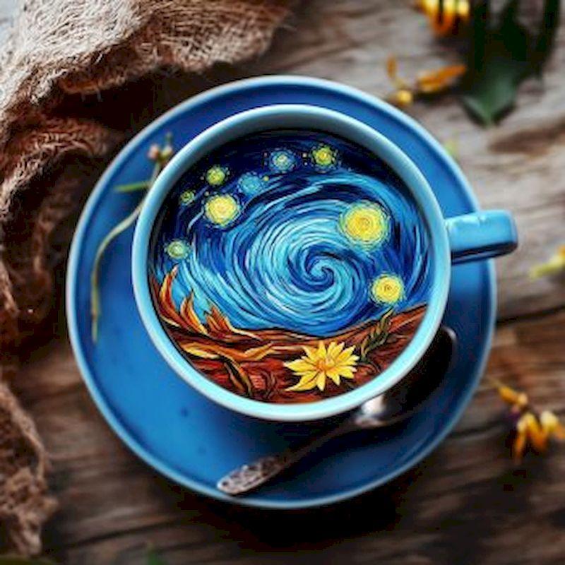 New Full Square&Round Diamond Painting Coffee 5d DIY Diamond Embroidery Starry Sky Scenery Decoration Home Art Kit