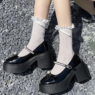 Туфли Мэри Джейн на толстом каблуке, женские, летняя юбка 2025 года, французские туфли с круглым носком и ароматом на высоком каблуке