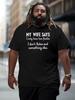Funny Husband Joke Slogan Graphic Tee Loose Cotton Streetwear Mens Family Daily Short Sleeve Top