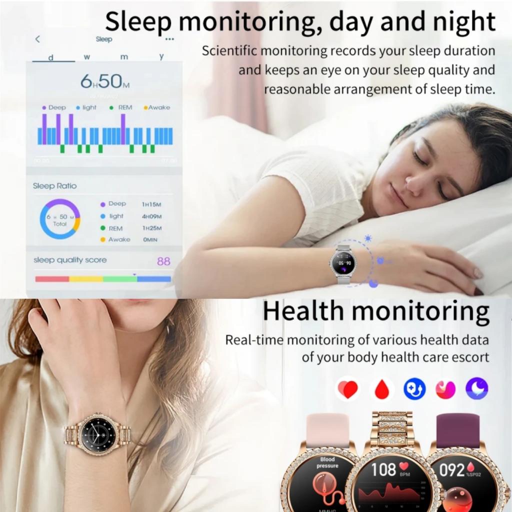 Умные часы для женщин 1,32-дюймовый HD-экран спортивный индивидуальный циферблат голосовой вызов пульсометр умные часы для женщин