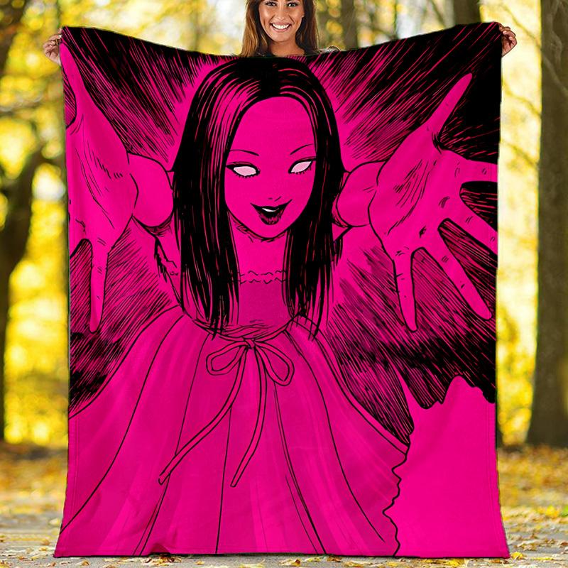 Thriller Manga Junji Ito Tomie1 printed throw blanket—lightweight,soft,warm;versatile blanket for all seasons—perfect as &air-conditioning throw,nap b