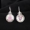 Rose Chalcedony Gemstone Silver Earring 1.5" , 925 Sterling Silver Jewelry, October Birthmonth Gift, Pink Stone Earring For Her CE-25-19