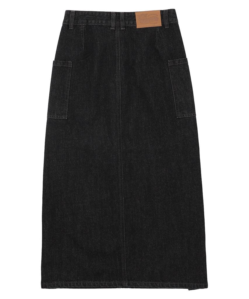 Deliscent Side Button Denim Skirt [Black]