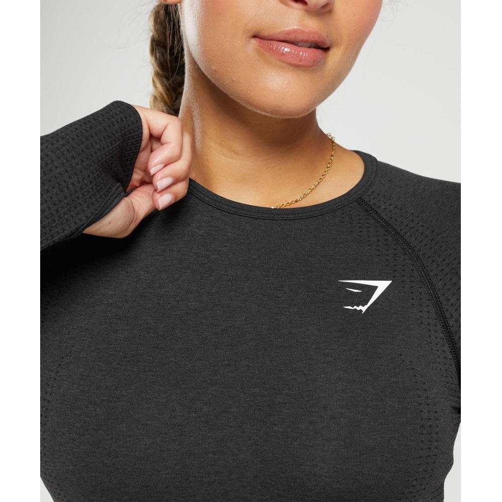 Gymshark Укороченный топ Vital Seamless 2.0 Black Marl B1a3d Bbf3