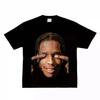 ASAP Rocky Хип-хоп Рэпер Тяжелый Рэп Y2k Унисекс Мужчины Женщины Одежда с коротким рукавом Круглый вырез Печать Пуловер Футболка 33261