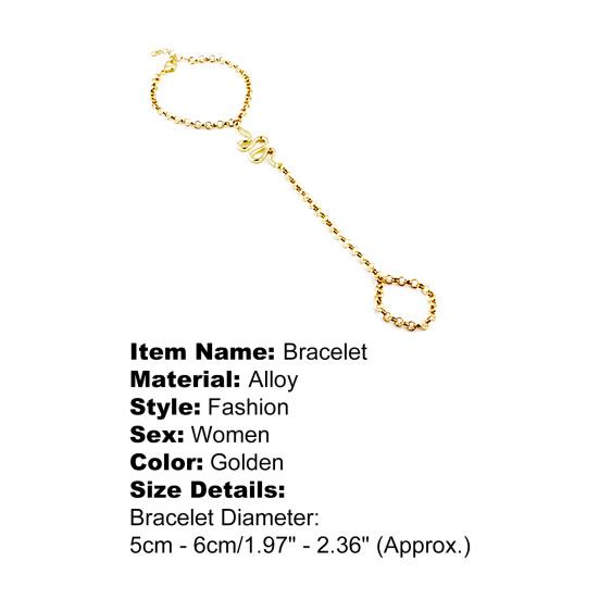 Рабский браслет Змеиный дизайн Регулируемый женский браслет с кольцом на палец