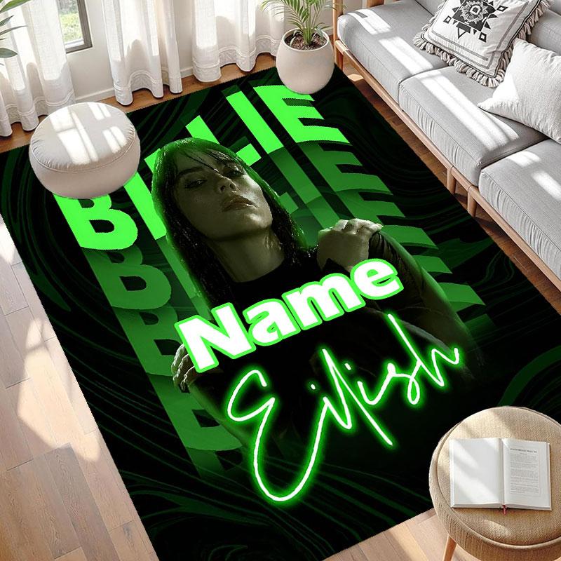 Custom Name Personalized Billie Eilish Print Carpet, Versatile Home Decor Rug, for Playroom, Apartment, Balcony, Entryway, Hallway Gift
