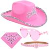 4 Pcs Cowgirl Hat Pink Cowboy Hat Tiara Pink Cowgirl Hat