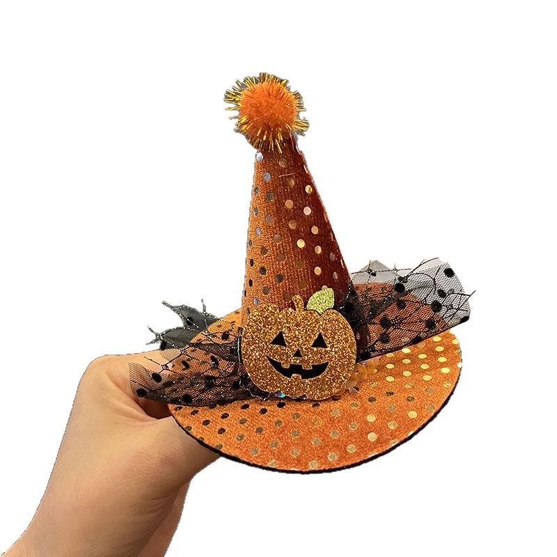 Cross-border Halloween Witch Hat Headband & Pumpkin Ghost Hair Clip for Children