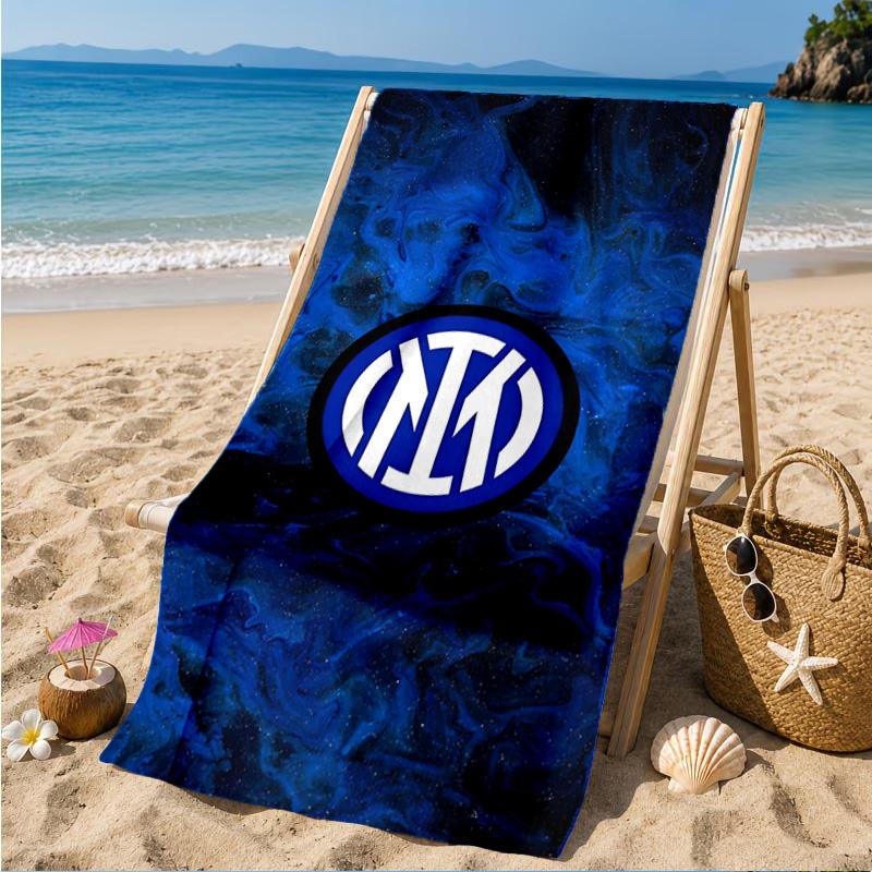 Mi-lan FC Emblem Printed Microfiber Beach Towel, Soft And Absorbent, Quick-Dry, Ideal for Summer Travel, Beach Essential, Swimming Pool