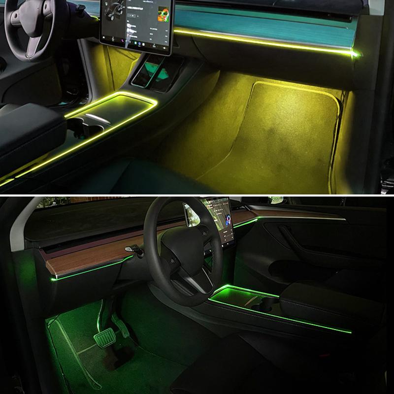 Center Console Dashboard Neon Light Tubes For Tesla Model 3 Y 2021 2022 RGB Interior Ambient LED Strip Lights App Controller