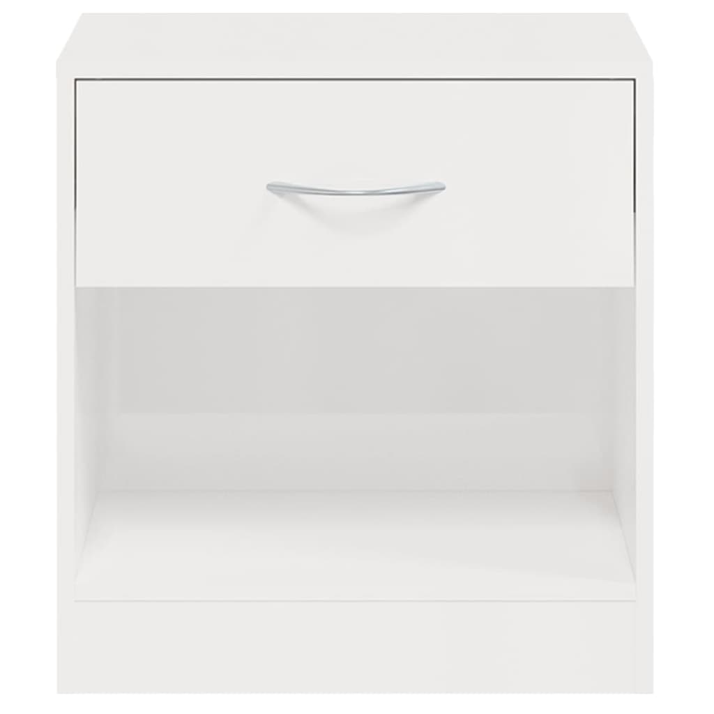 Nightstands 2 pcs with Drawer High Gloss White