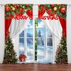 2pcs Merry Christmas Printed Curtain for Home Decor - Rod Pocket Window Treatment for Bedroom, Office, Kitchen, Living Room