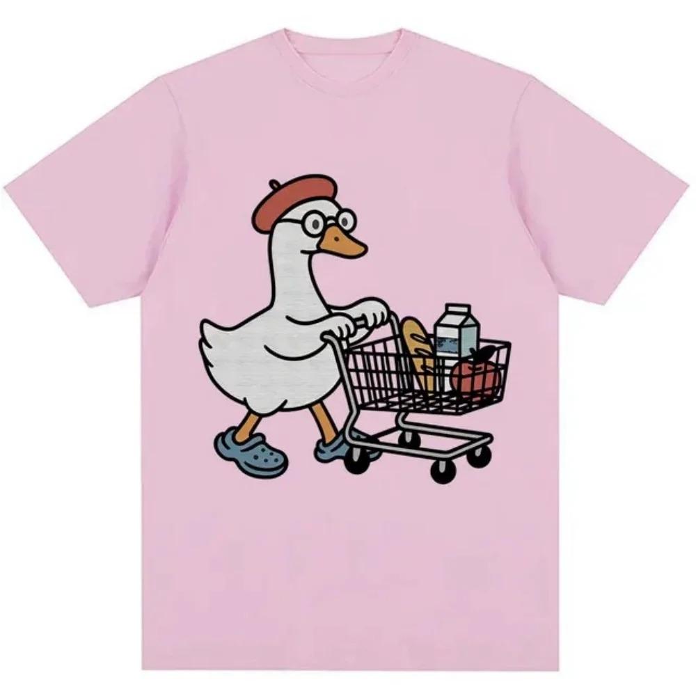 Fun Silly Goose Shopping Cute Goose Lovers Summer Unisex Loose Casual Short Sleeve Women And Unisex Comfortable TShirt