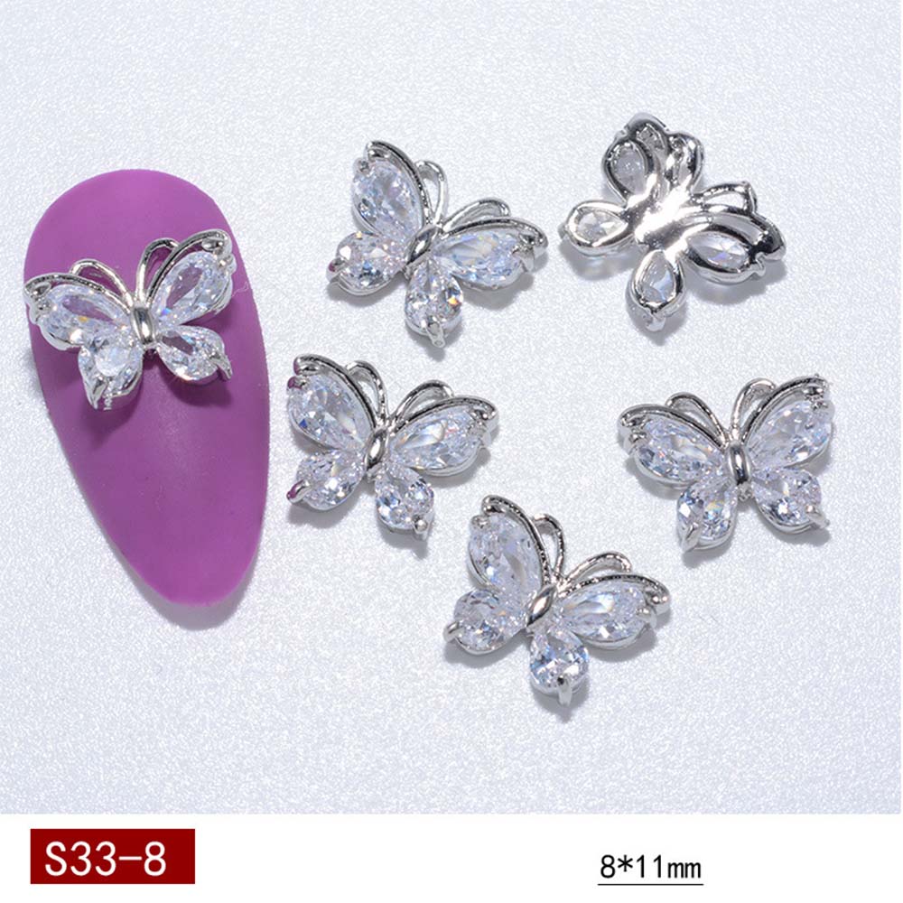 Crystal Charms Nail Art Jewelry Pendant Chain Butterfly Nail Rhinestones Nail Art Decorations