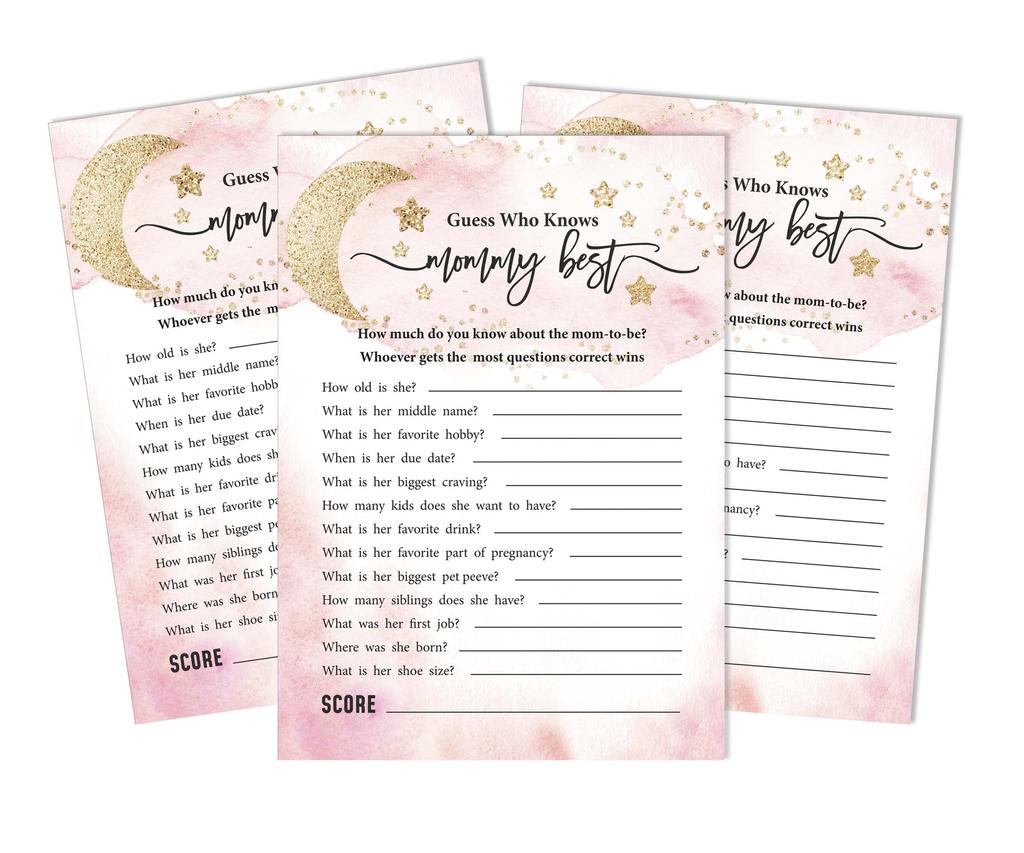 Inkdotpot 50A Advice CardsA For Baby Shower Game Glitter Star Advice For New Mom & Dad Gender Reveal Boy Or GirlA Party