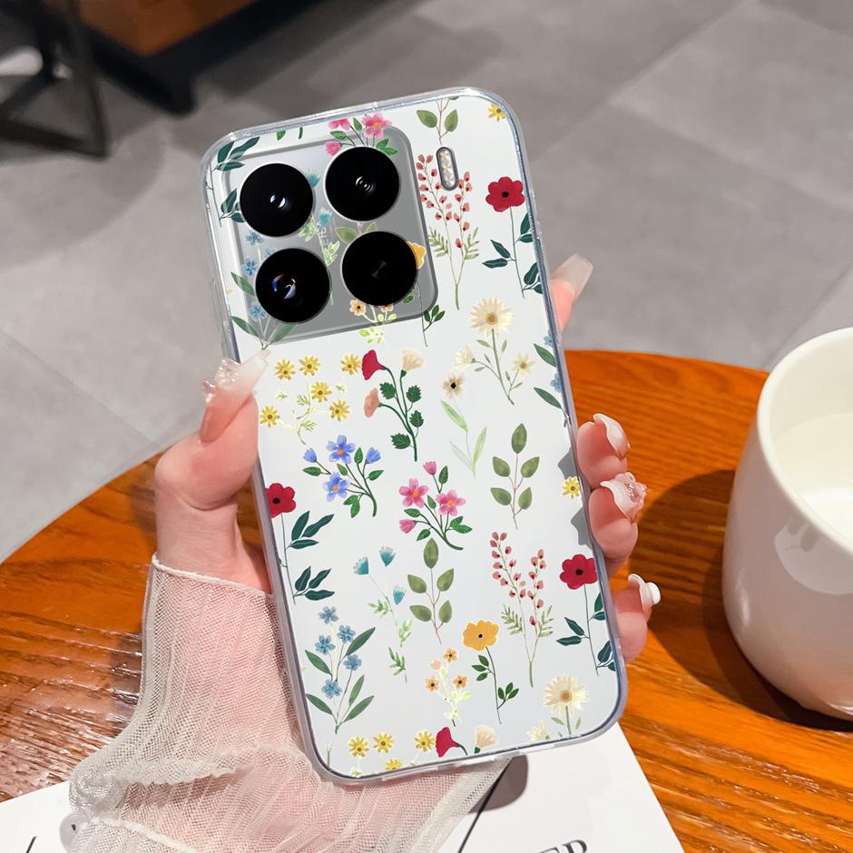 Cute Flower Case For Xiaomi 15 Pro Ultra Clear Soft Silicone Protective Bumper Cover For Xiaomi15Pro 15Ultra Anti Scratch Fundas