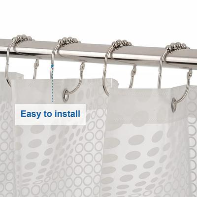 12 шт., крючок для занавески для душа, сверхмощная нержавеющая сталь, пять шариков, универсальный штанга для душа, кольцо, вешалка, держатель, принадлежности для ванной комнаты
