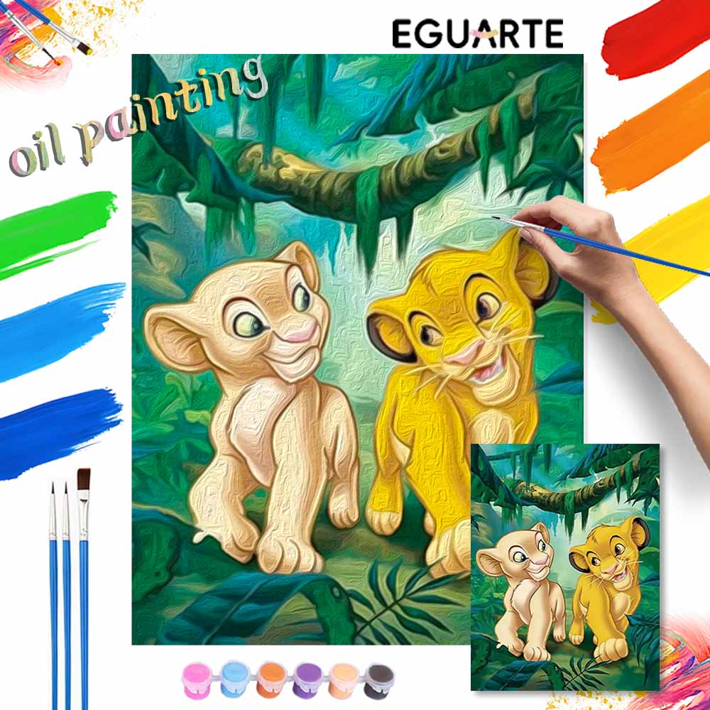 Disney Lion King oil painting painting art Simba and Nala handmade diy painting home decoration gift