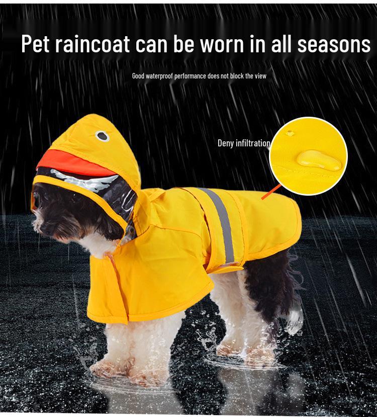Universal Dog Raincoat with Foot Covers & Leash Access, Animal Design & Belly Wrap - Fits Small To Large Breeds
