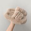 Инс пушистые тапочки женские осенне-зимние 2025 новый интернет-знаменитость пушистый плюшевый толстая подошва на платформе однословные хлопковые тапочки